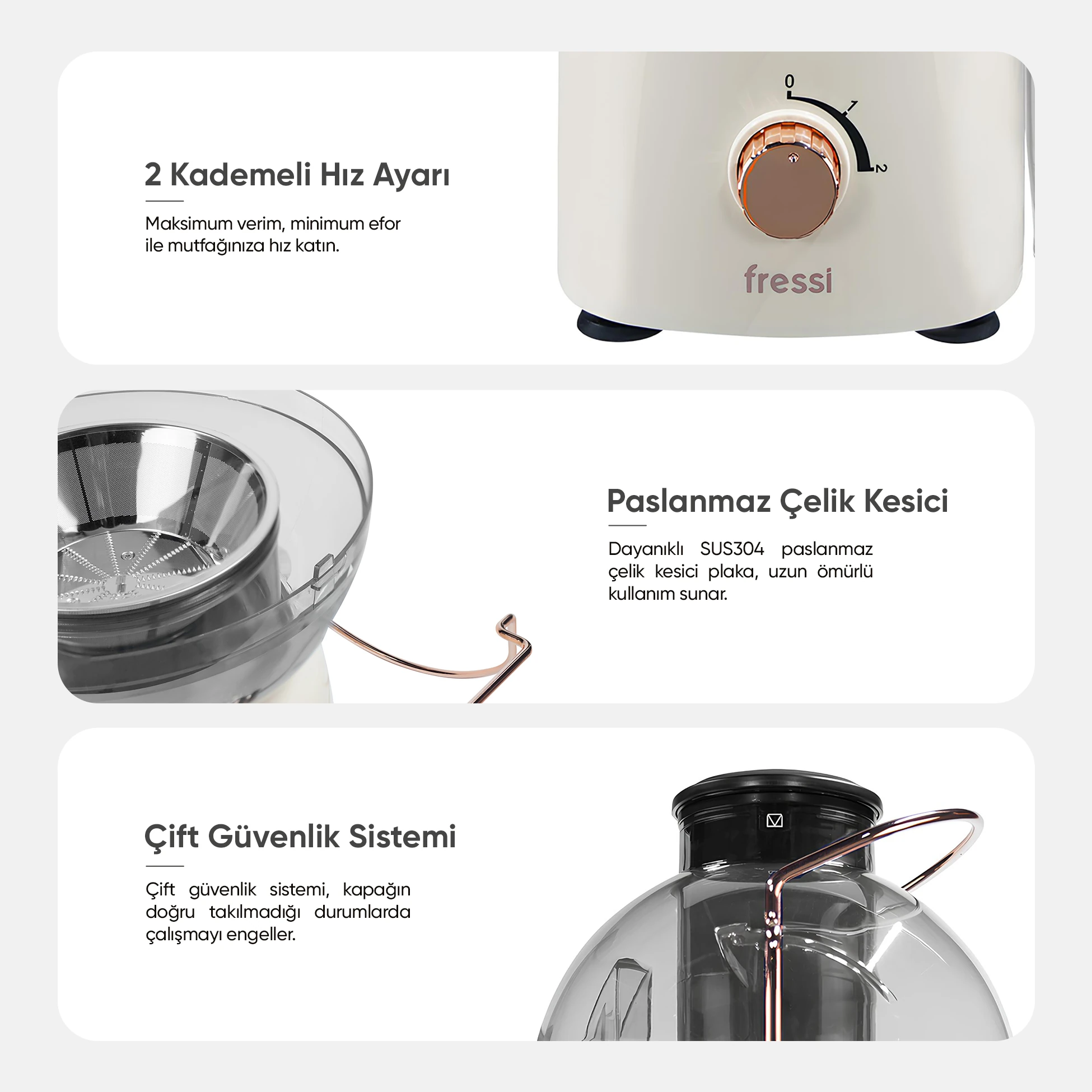 Katı Meyve Sıkacağı Hız Ayarlı 1,2L 800W FR-KM01 Essenza