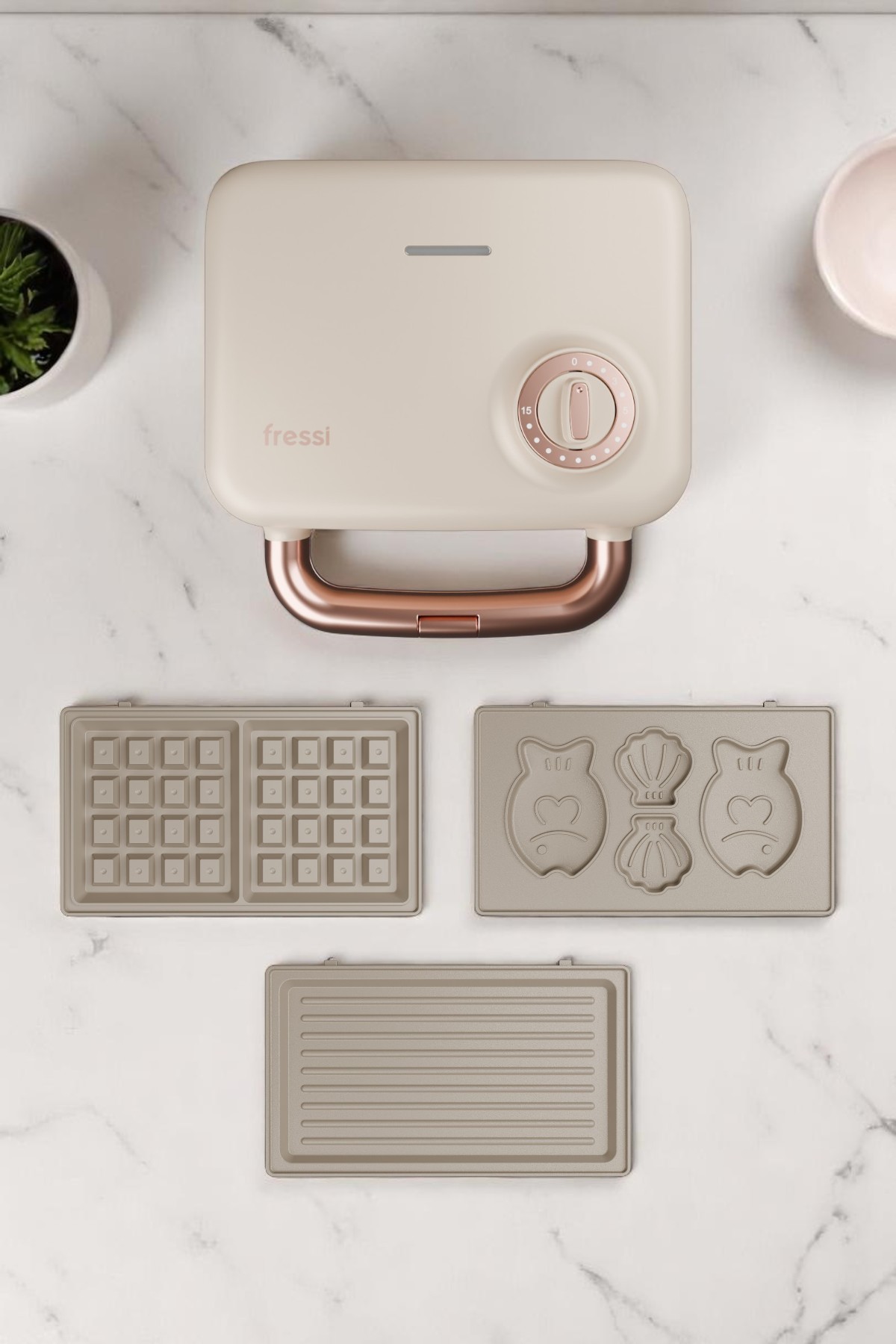 Çıkarılabilir Yapışmaz Plakalı Ikili Waffle Ve Tost Makinesi Fr-tm51 Triochef