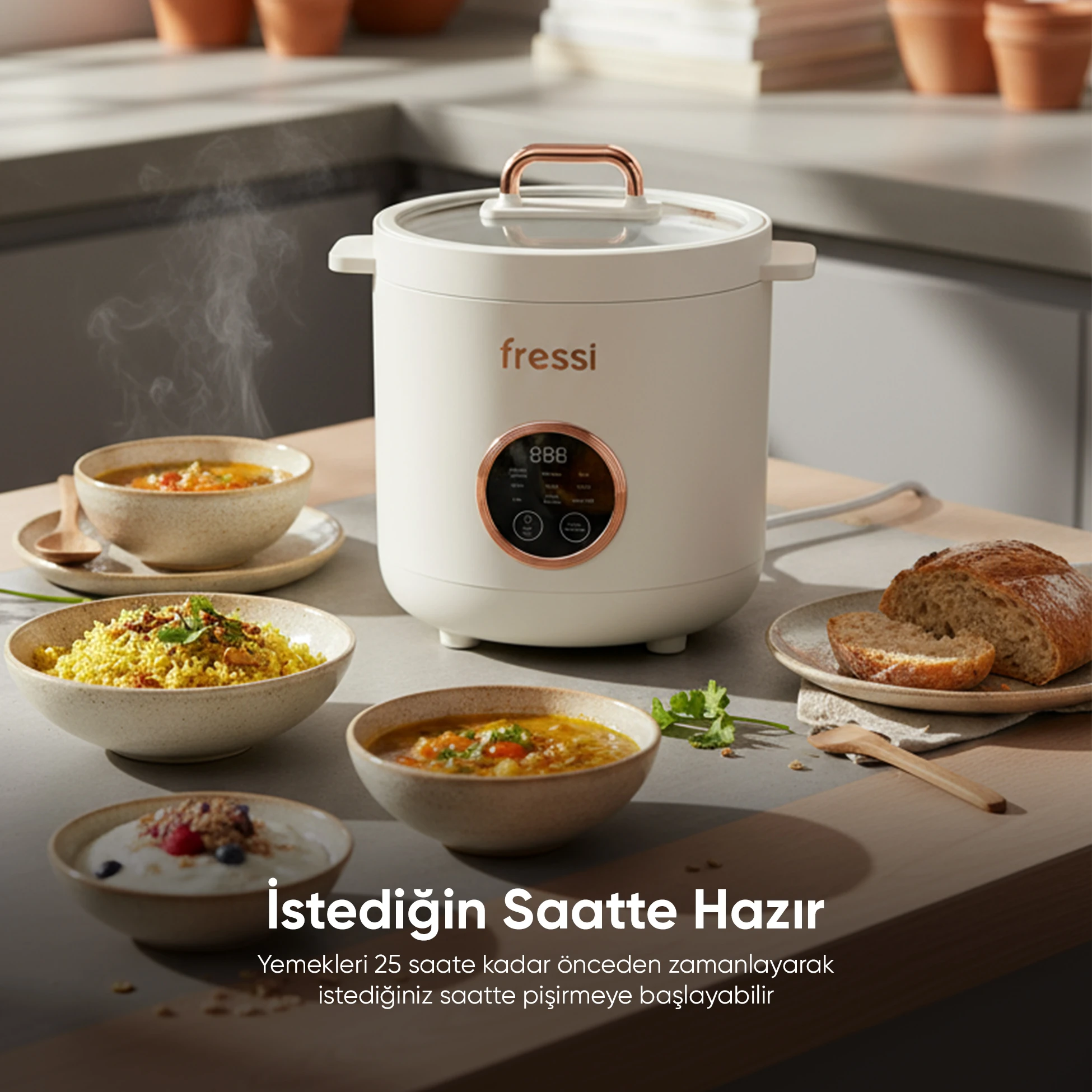 FR-BP01 Retrocook 1,2L 300W Buharlı Çok Fonksiyonlu Pişirici