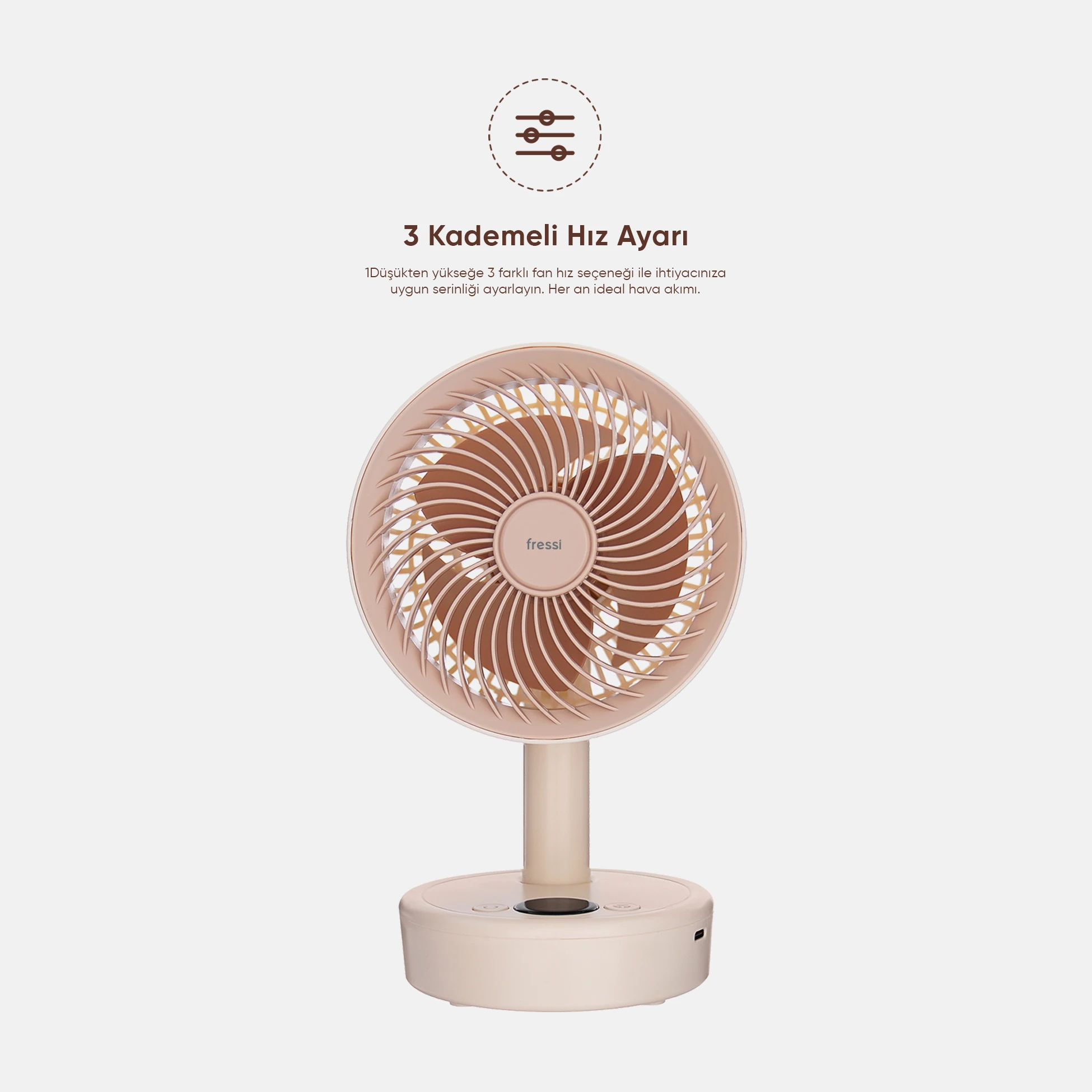  JAF17 Deri Kulplu Taşınabilir Şarjlı El Ve Masaüstü Fan Soğutucu Pervane