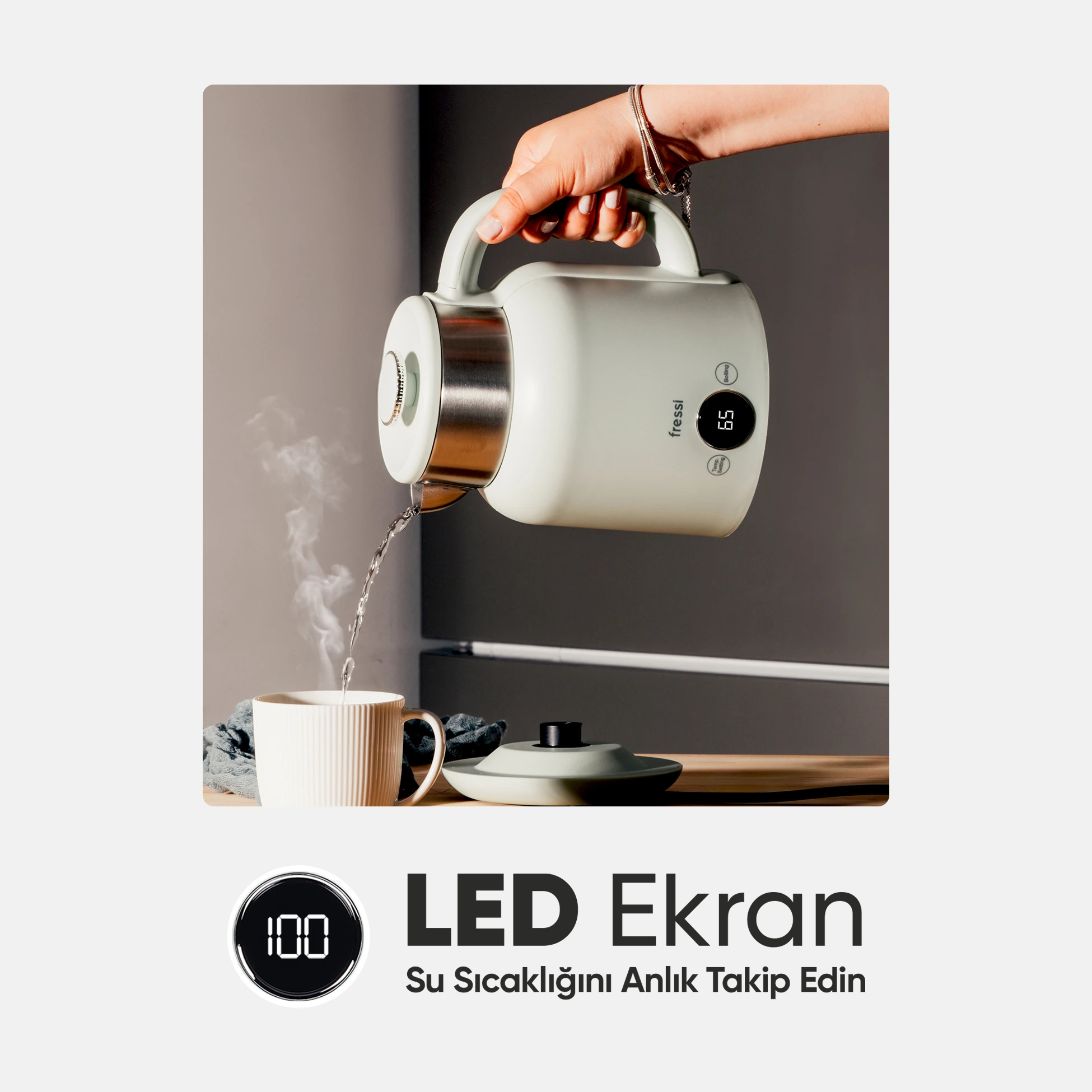 KT-01 Retrofi Su Yeşili 1.5 L Retro Elektrikli Kettle