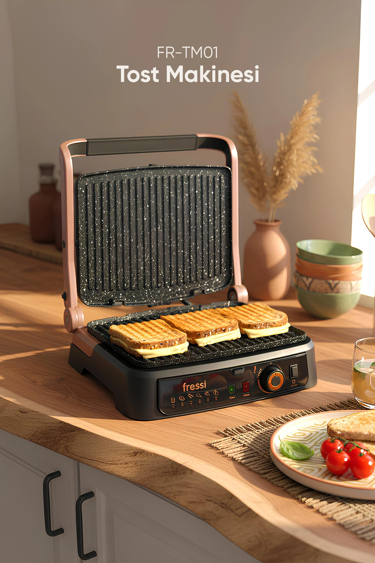 FR-TM01 Vintage Retro Izgara ve Tost Makinesi 6 Dilim Kapasiteli 2000W