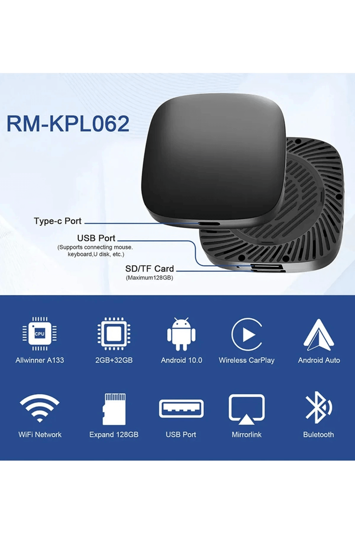 Wireless Carplay Android Araba 4 Çekirdekli Akıcı Fullhd 1080p Wifi 2.4/5g 2gb/32gb