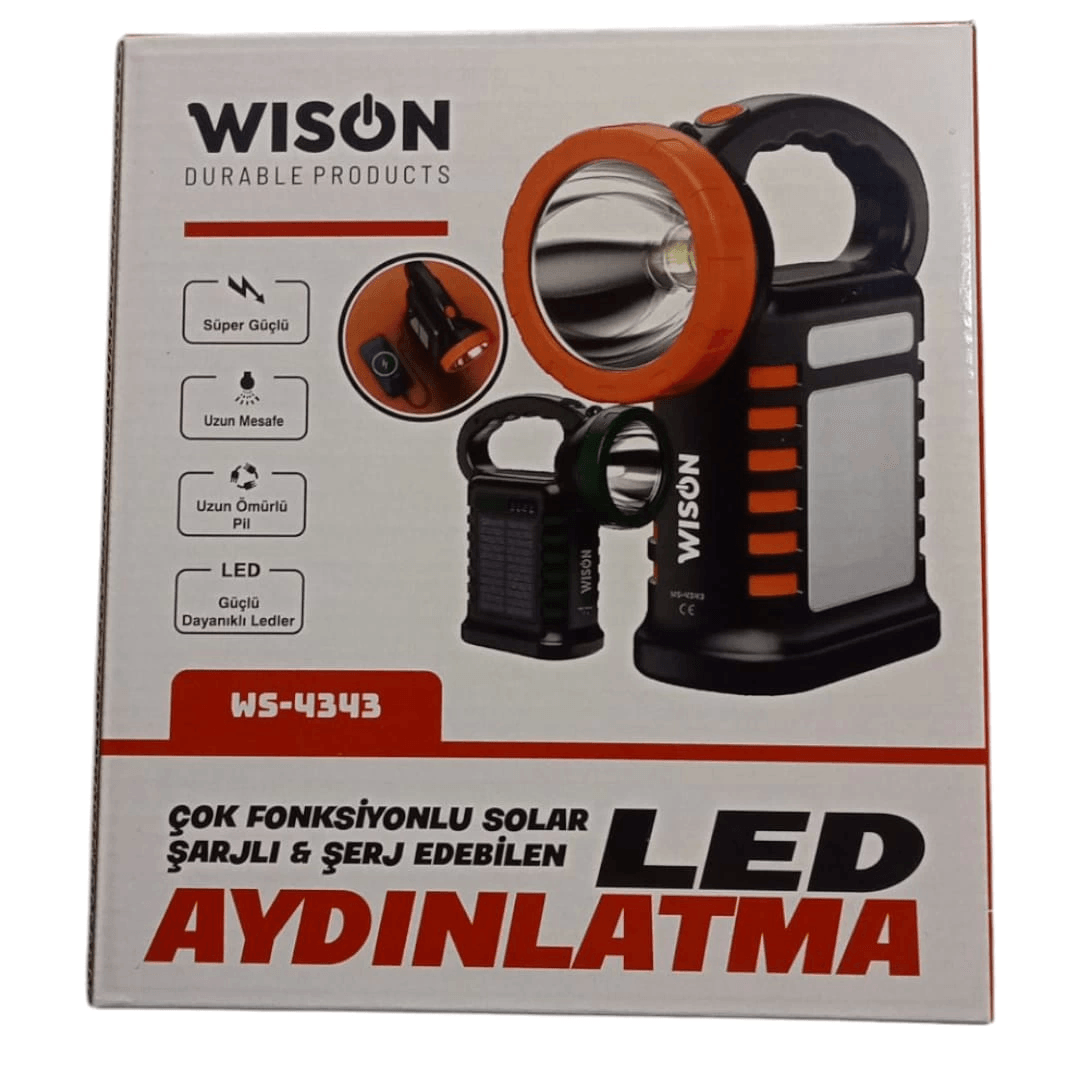 Wıson Ws-4343 Çok Fonksiyonlu Solar Şarjlı Powerbanklı Kamp Lambası