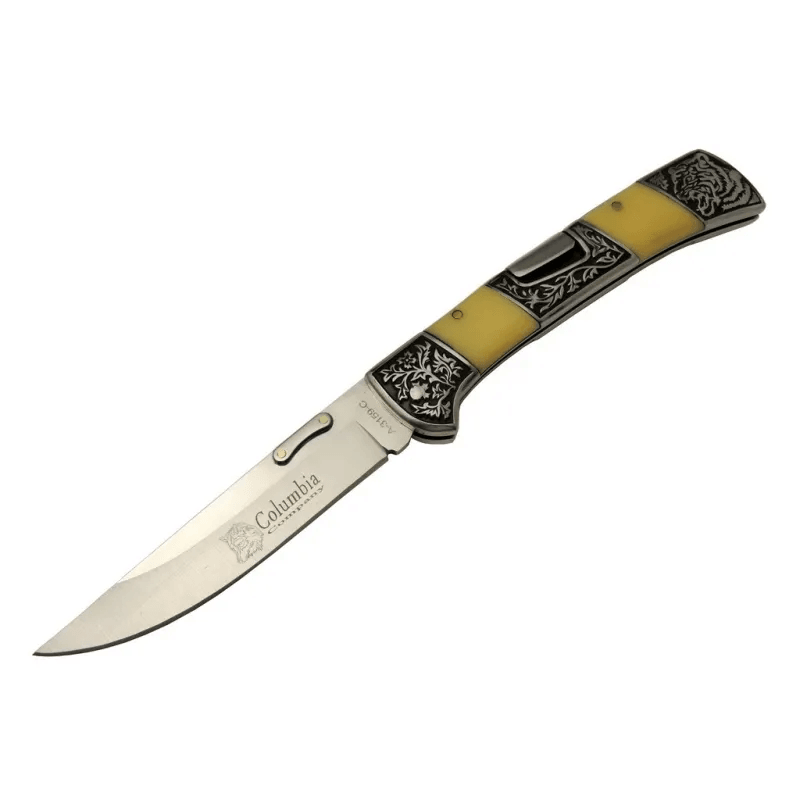 A 3159 C Kamp Çakı 24 Cm - İşlemeli Sedef Saplı, Kemerlikli