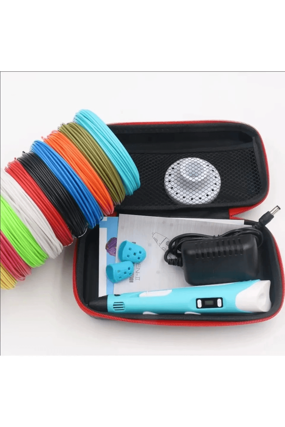 3d Pen Üç Boyutlu Yazıcı Kalem Printer (12 Adet 3 Metre Filament -36 Metre Led Ekranlı Adatörlü