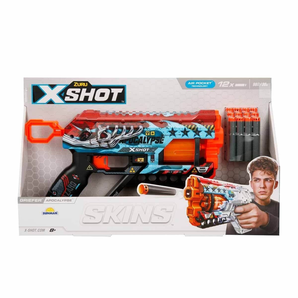 36561 X-shot Skins Griefer 12 Mermili Sünger Dart Atan Silah 32 Cm