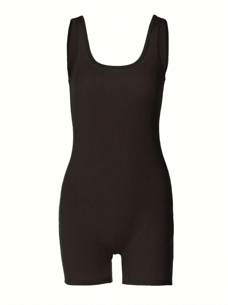 Kadın Kalın Askılı Bodycon Kaşkorse şort Tulum