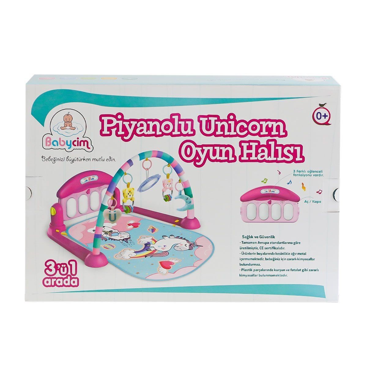 He0632 He0639 Pink Babycim Unicorn Pianolu Oyun Halısı -birliktoys