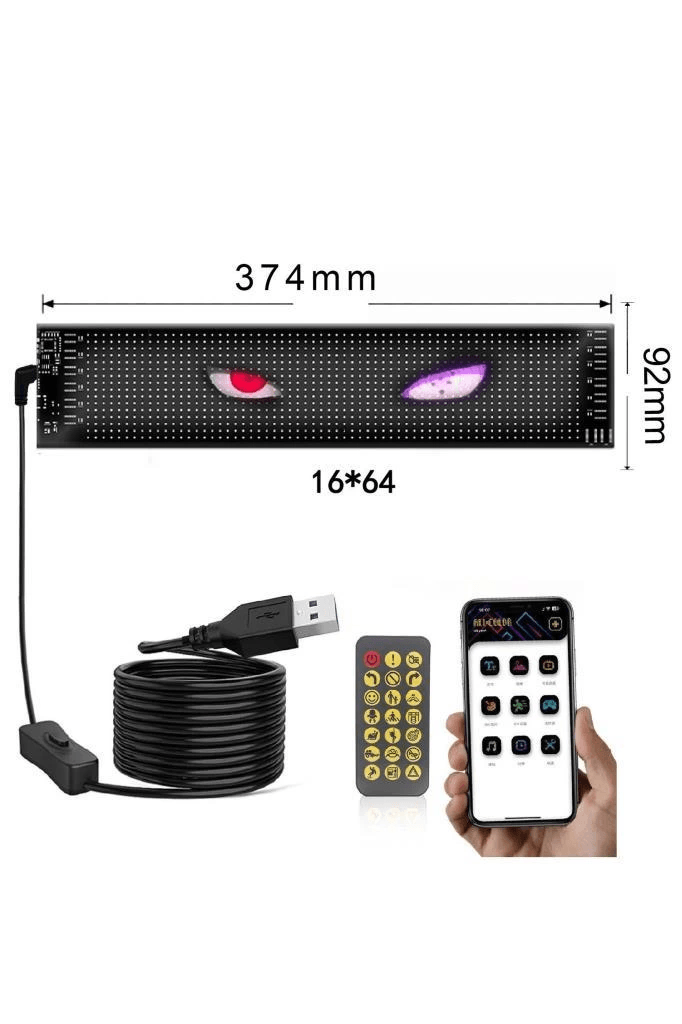 Rp937 Led Matrix Panel 16x64cm Telefon Kontrollü Kayar Led Animasyon Aydınlatma