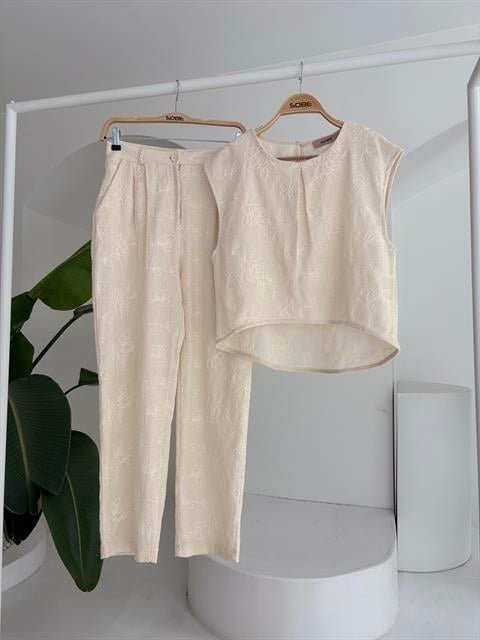 Shalina Süzüne Nakışlı Crop Takım 9796-08