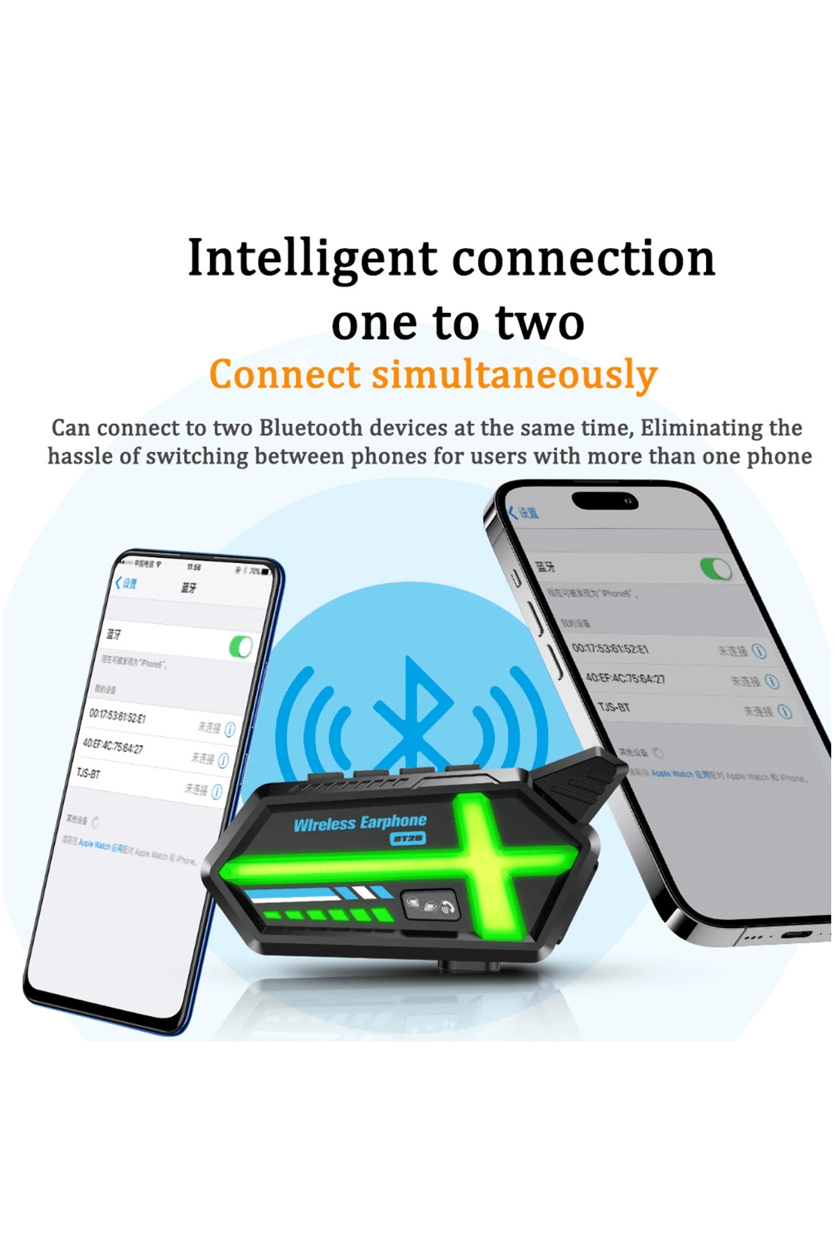 Bt26 Motosiklet Kask Kulaklık Bluetooth Rgb Işıklı 2 Eşleşme Özellikli 1000 Mah Intercom
