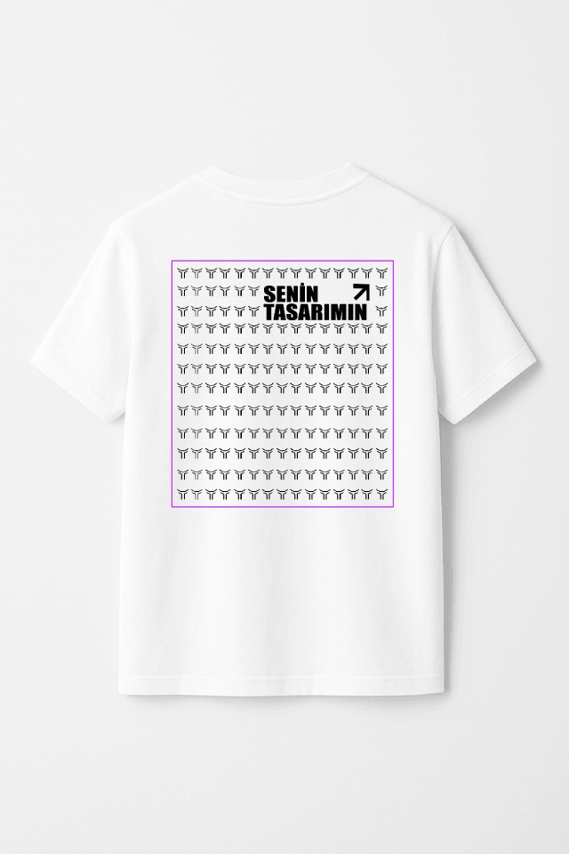 Çocuk Arka Sizin Tasarımınız Basic Tshirt - Beyaz
