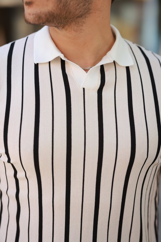 Erkek Yakalı örme Kumaş Kısa Kollu T-shirt