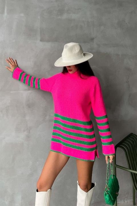 Palgen Çizgili Oversize Kazak 1195-09