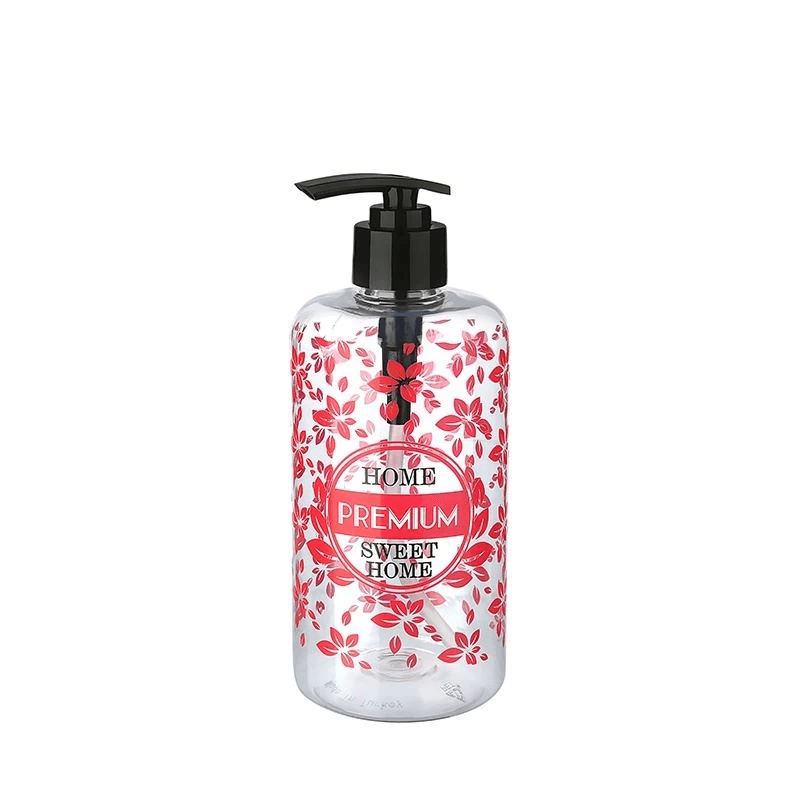 Şeffaf Sıvı Sabunluk Yuvarlak Plastik Pompalı 500 Ml