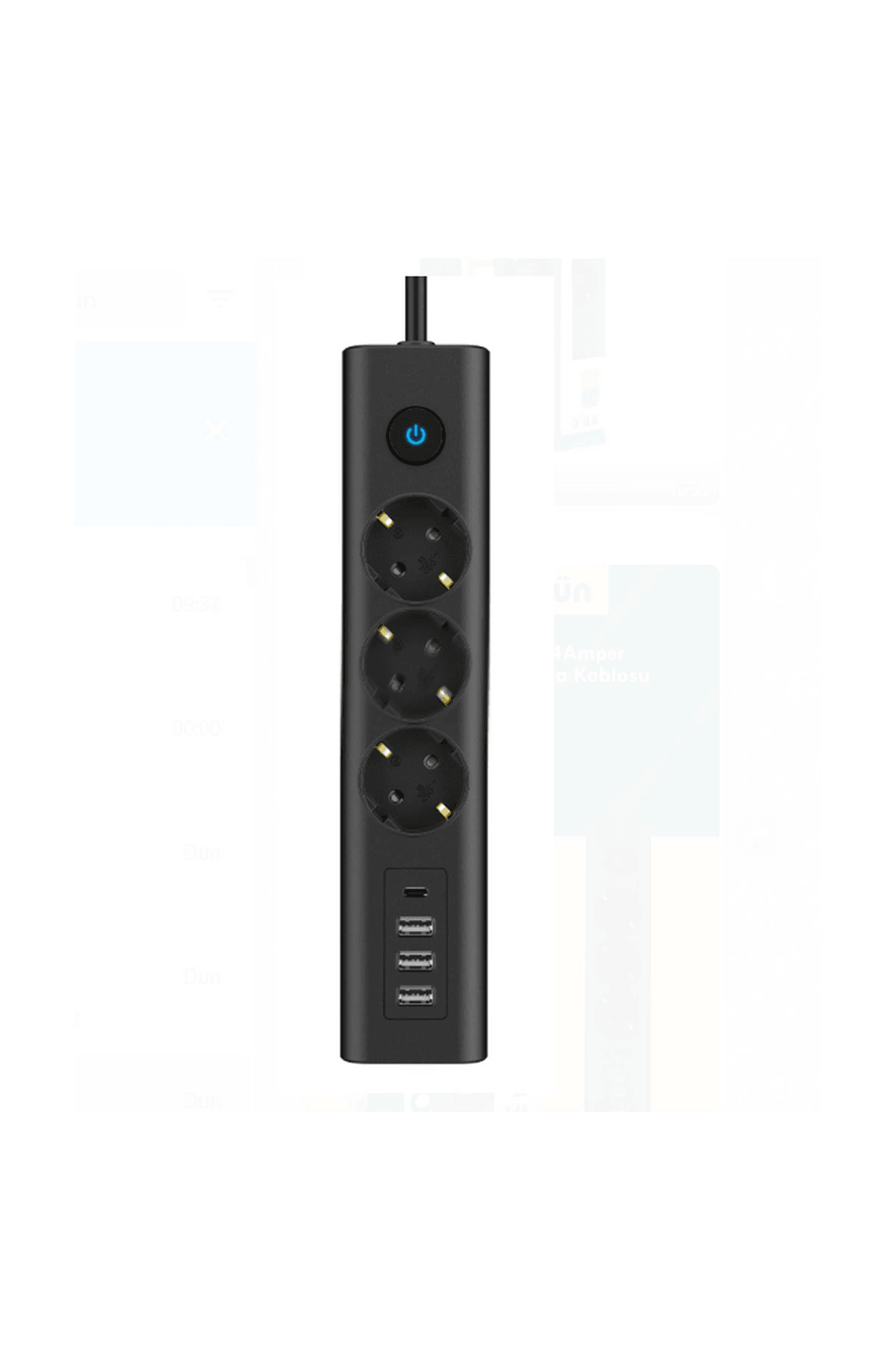 Termal Akım Korumalı Isıya Dayanıklı 3’lü Priz, 3 Usb, 1 Type-c Giriş Kablolu Priz