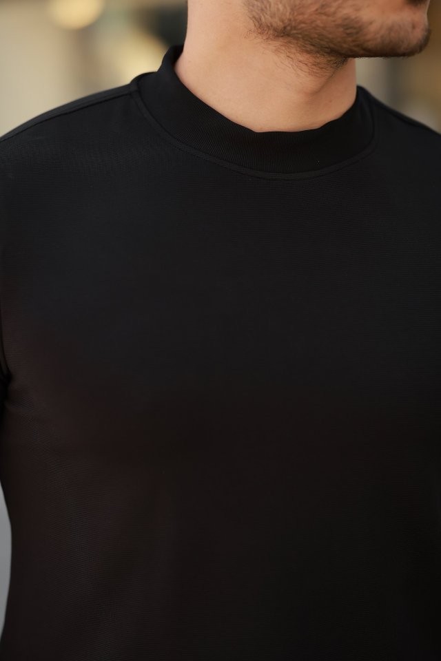 Erkek Ince çizgi Dokulu Kısa Kollu T-shirt