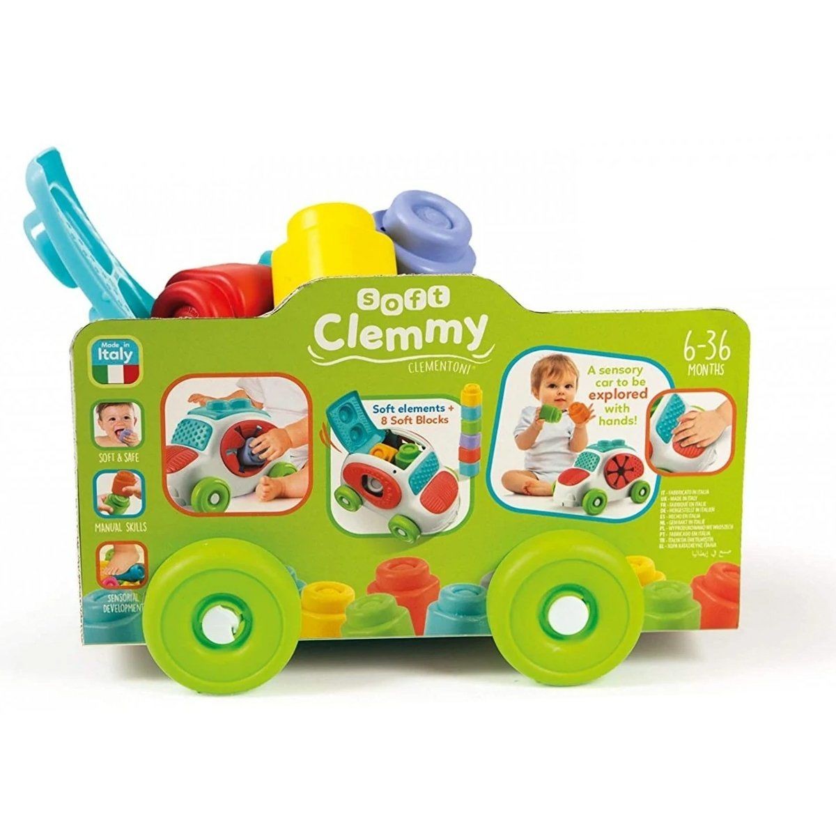 17315 Baby Clementoni, Soft Clemmy - Yumuşak Blok Duyusal Araba / 6-36 Ay