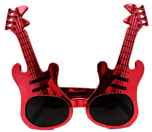 Kırmızı Renk Rockn Roll Gitar Şekilli Parti Gözlüğü 15x15 Cm