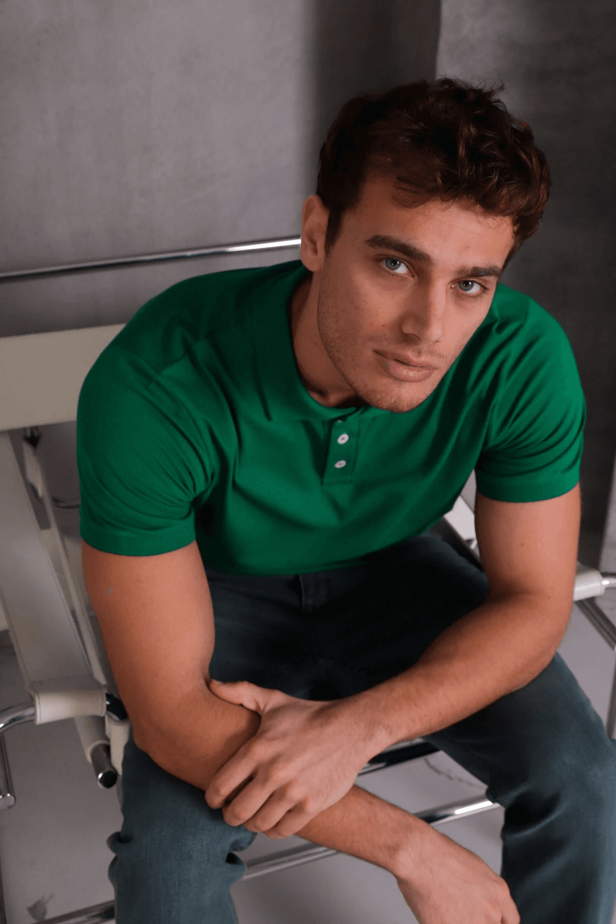 Erkek Slim Fit Pamuklu Yumuşak Doku Nefes Alan Kumaş Yakalı Tişört