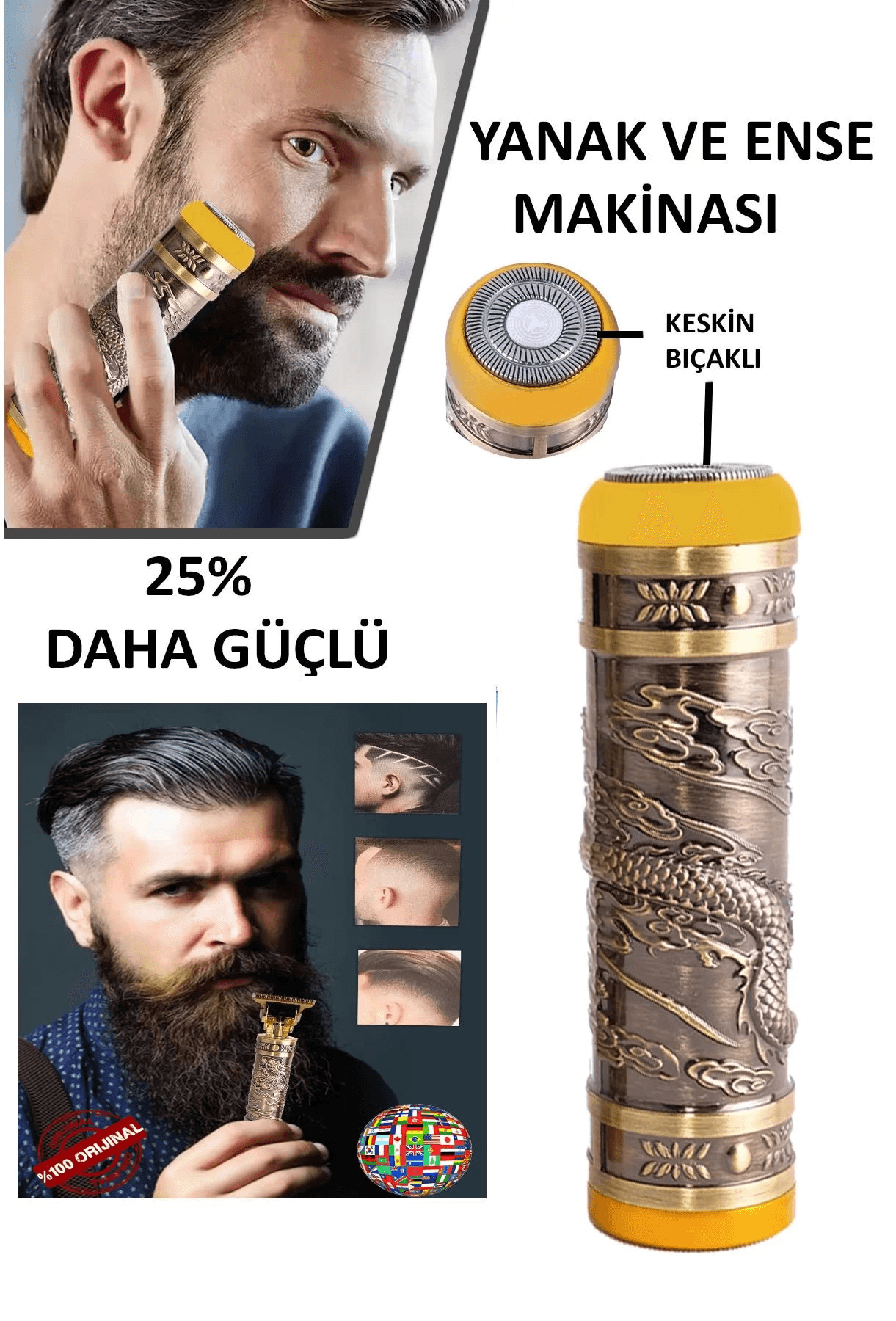 Kp-2074 2 İn 1 Profosyonel Suya Dayanaklı Ense Ve Yanak Makinası