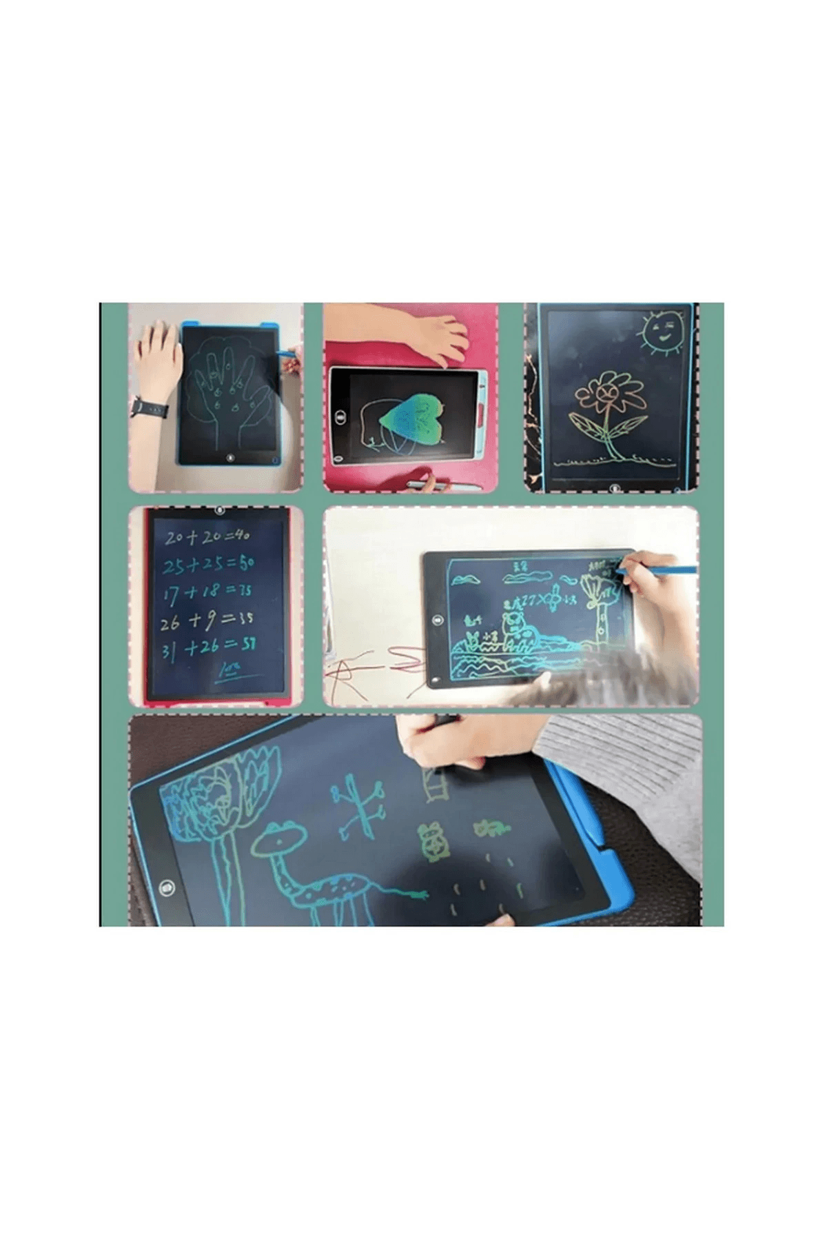 12 Inc Renkli Lcd Grafik Dijital Kalemli Çizim Tableti Yazı Tahta Not Yazma Eğitim Tableti Kırmızı