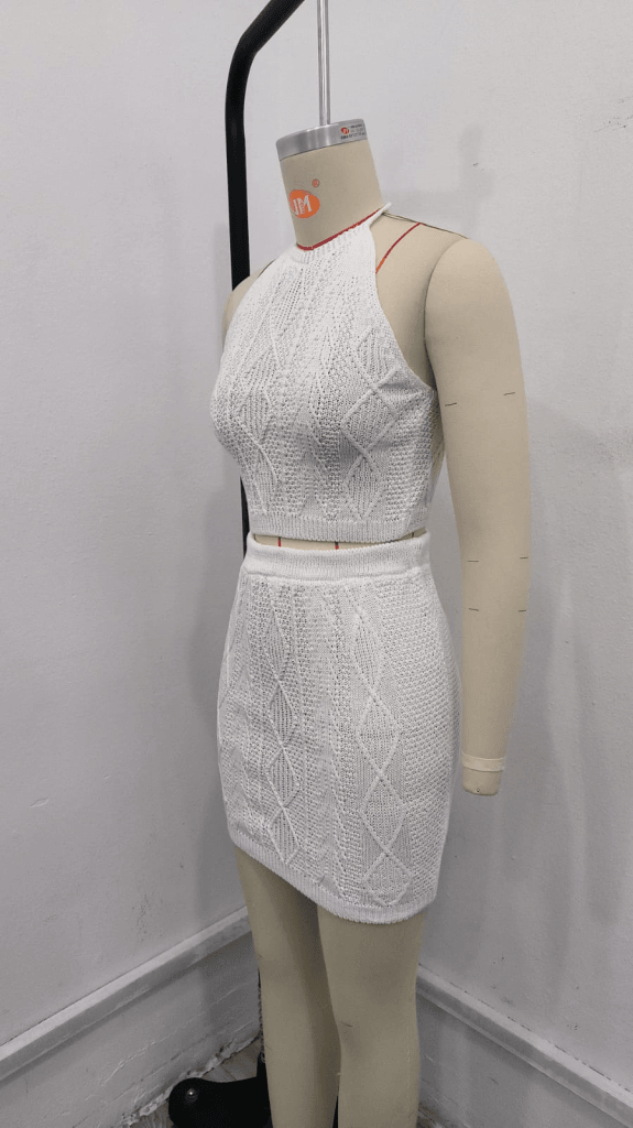 Kadın Kolsuz Mini Erer Crop Ikili Triko Takım