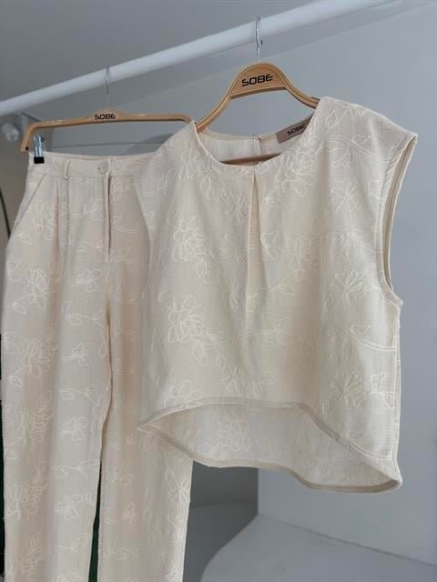 Shalina Süzüne Nakışlı Crop Takım 9796-08