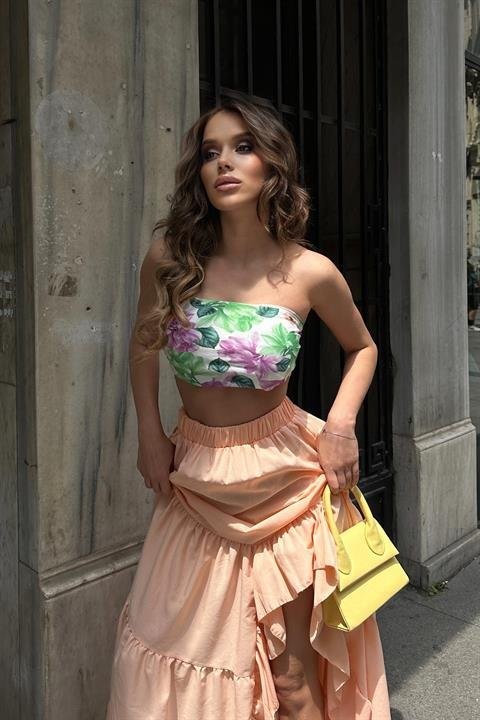 Audrey Fıfrlı Yırtmaç Detay Etek 4037