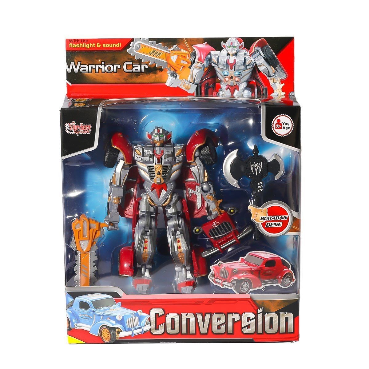 Hw-668-1-2 Işıklı Dönüşebilen Robot Araba -vardem