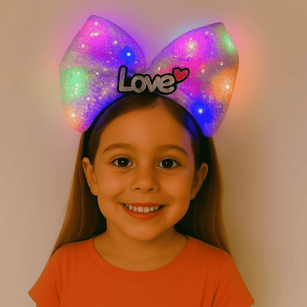 Led Işıklı Love Yazılı Mor Fiyonk Taç – Kız Çocuk Parti Tacı