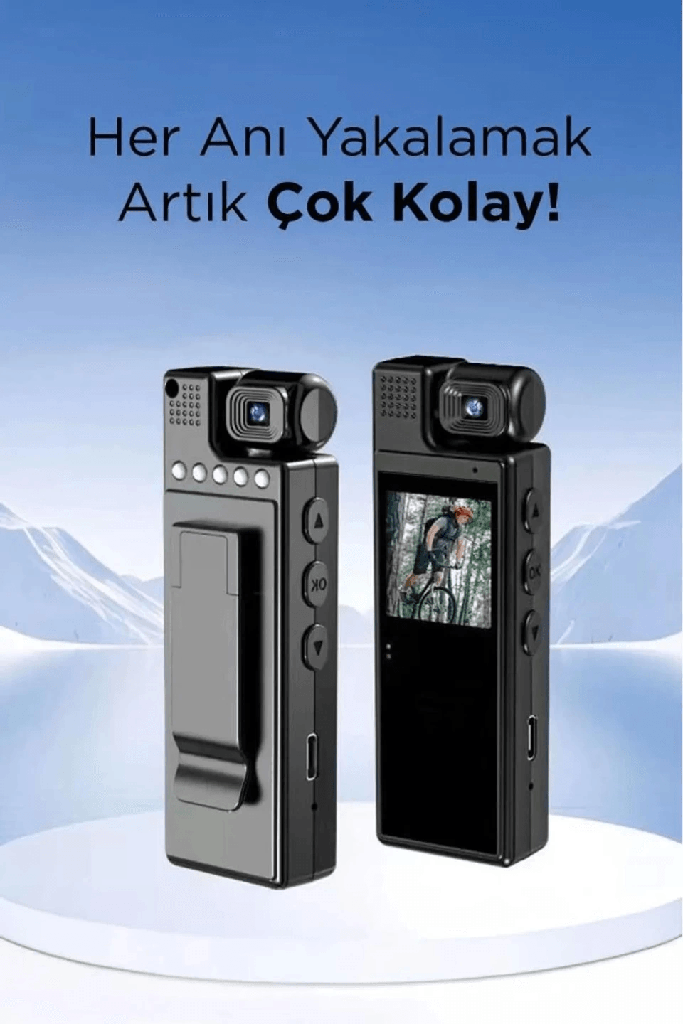 4k 180 Derece Vücut Kamerası Wifi Gece Görüşlü Aksiyon Kamerası