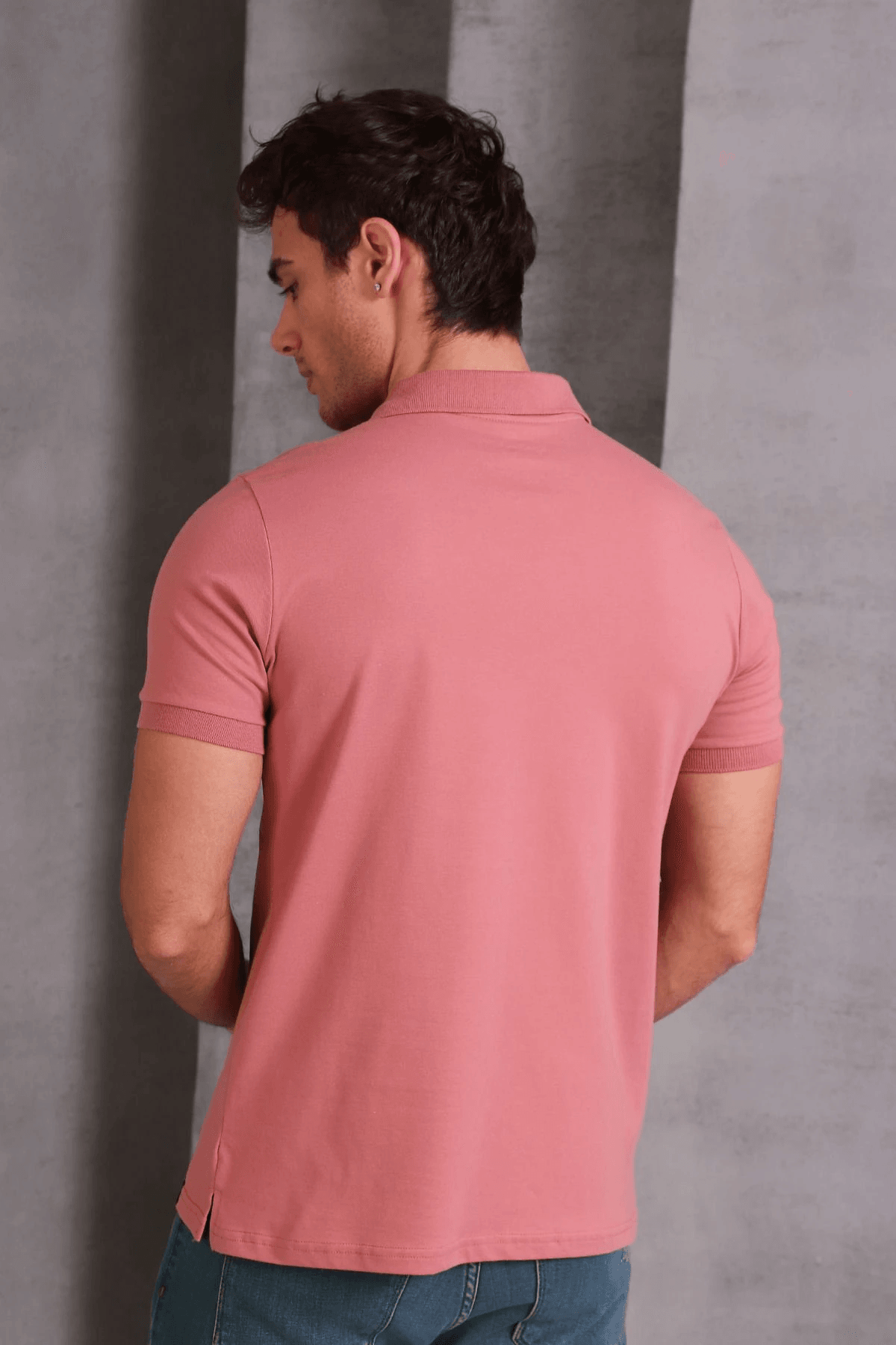 Erkek Slim Fit Pamuklu Yumuşak Doku Nefes Alan Kumaş Yakalı Tişört