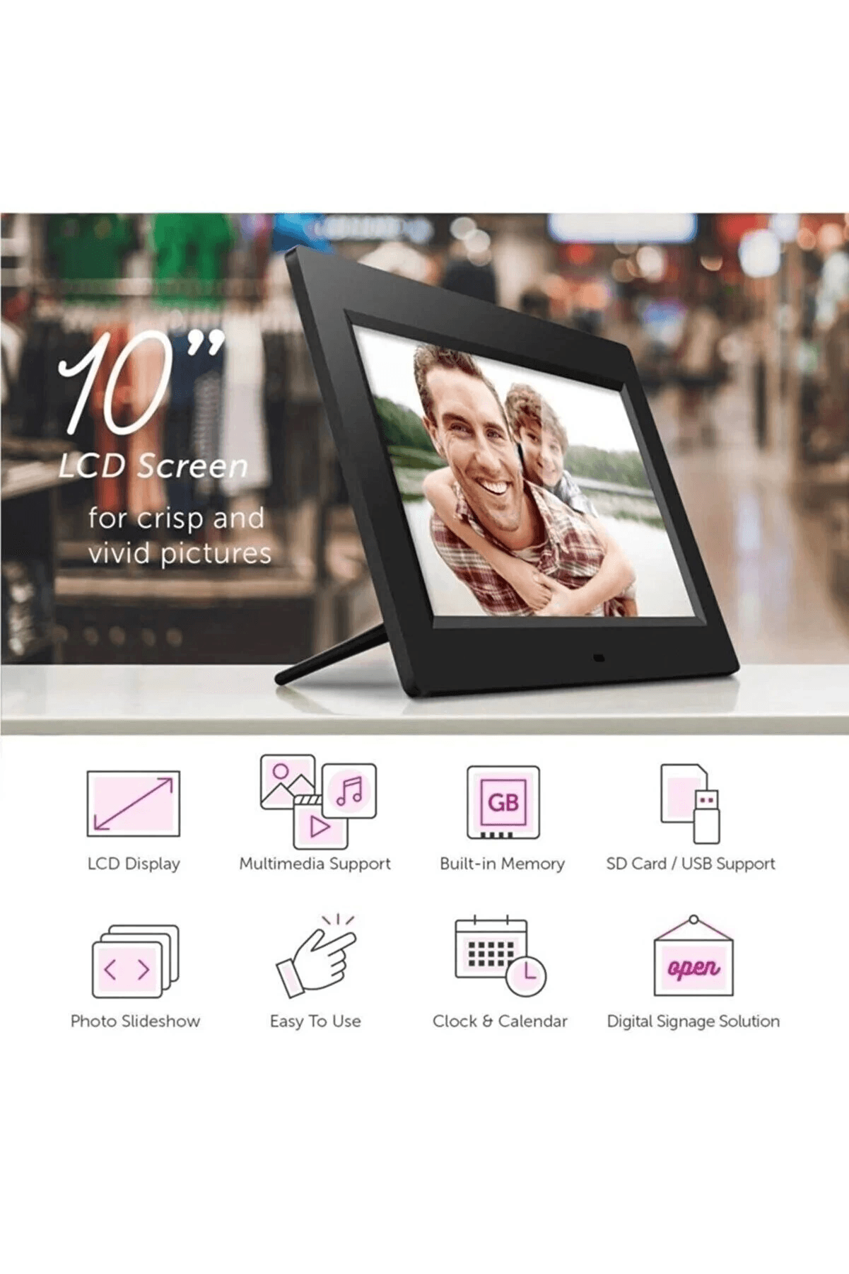 10-inç Lcd Ekran Dijital Fotoğraf Çerçevesi