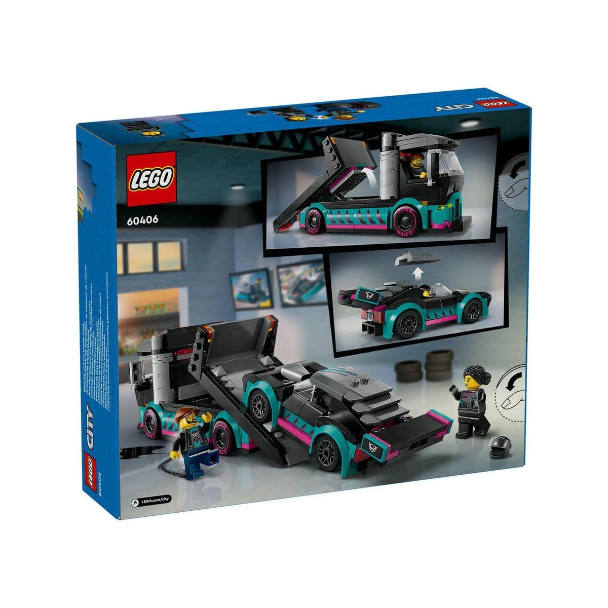 60406 Lego® City Yarış Arabası Ve Araba Taşıyıcı Kamyon 328 Parça +6 Yaş