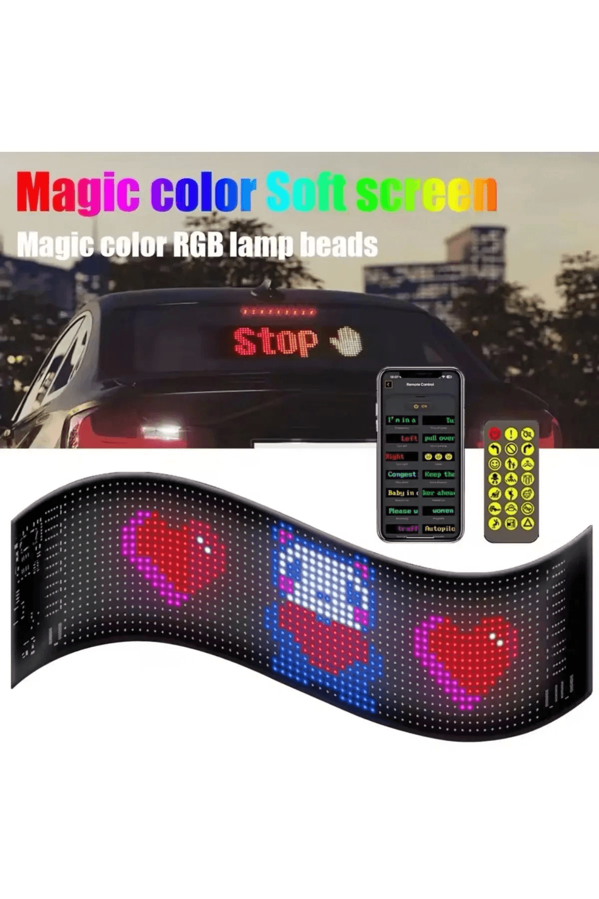 Led Ekran Matrix Panel Cama Yapışan En Büyük Boy 16x96 Led Sayısı Araba Yazısı 12cm-59.5cm
