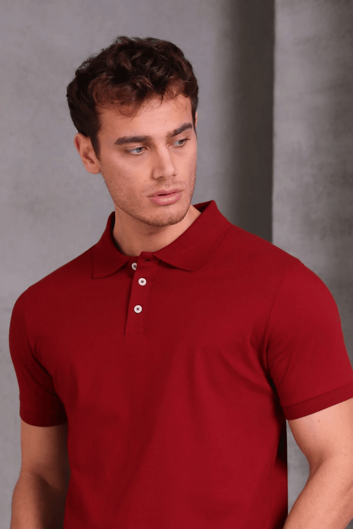 Erkek Slim Fit Pamuklu Yumuşak Doku Nefes Alan Kumaş Yakalı Tişört