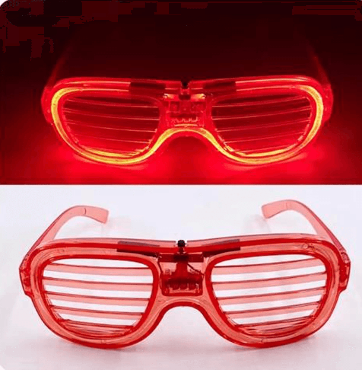 Kırmızı Led Işıklı Parti Gözlüğü - Neon Glow Şerit Gözlük 3 Modlu
