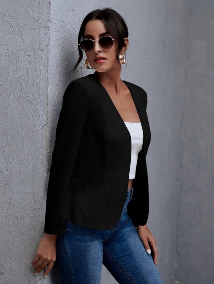 Kadın Uzun Kollu önü Açık Ithal Krep Blazer Ceket