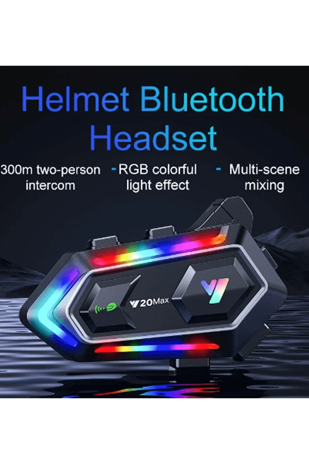 Y20 Max Motosiklet Bluetooth 5.3 Kask Intercom 2 Kişi 300 Metre Eşleşme Özellikli