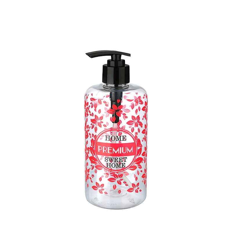 Şeffaf Sıvı Sabunluk Yuvarlak Plastik Pompalı 500 Ml