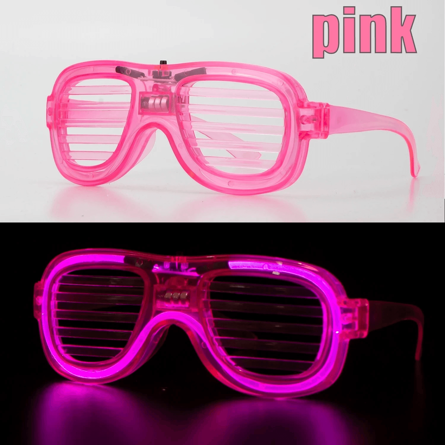Pembe Led Işıklı Parti Gözlüğü - Neon Glow Şerit Gözlük 3 Modlu