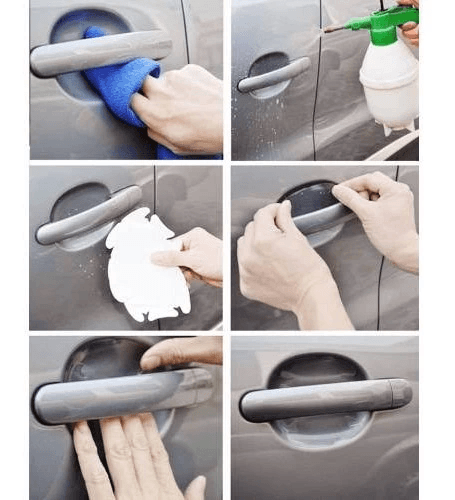 9lu Set Araba Kapı Kolu Koruyucu Çizilme Önleyici Şeffaf Sticker Film Koruma Seti