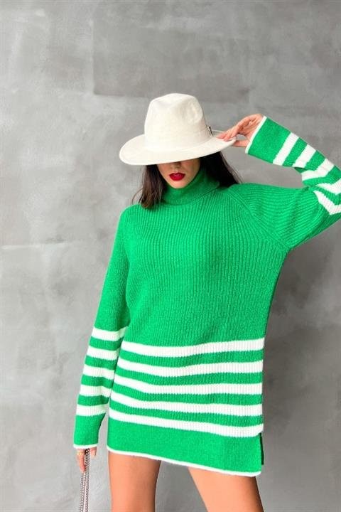 Palgen Çizgili Oversize Kazak 1195-09