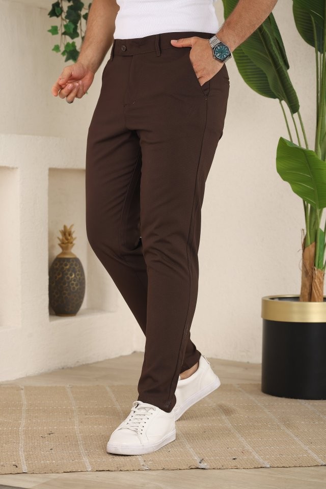 Erkek Slim Fit Likralı Bilek Boy Dilli Kumaş Pantolon