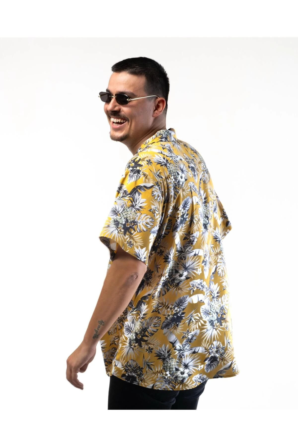 Büyük Beden Yazlık Hawaii Gömlek Ananas