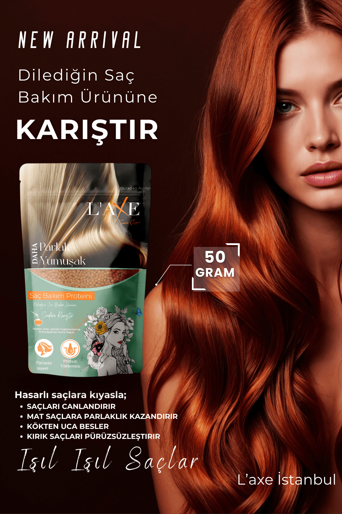 Hasarlı-Kabaran Saçlara Bakım Terapisi | Saç Bakım Proteini | 100 Gram