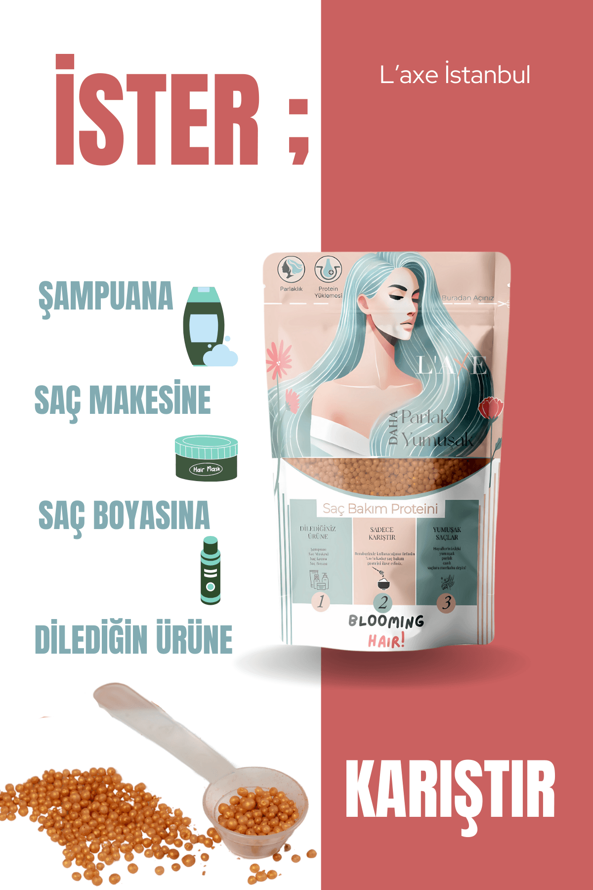 Dökülen – Zayıf Telli Saçlara Koruma Terapisi | Saç Bakım Proteini | 100 Gram