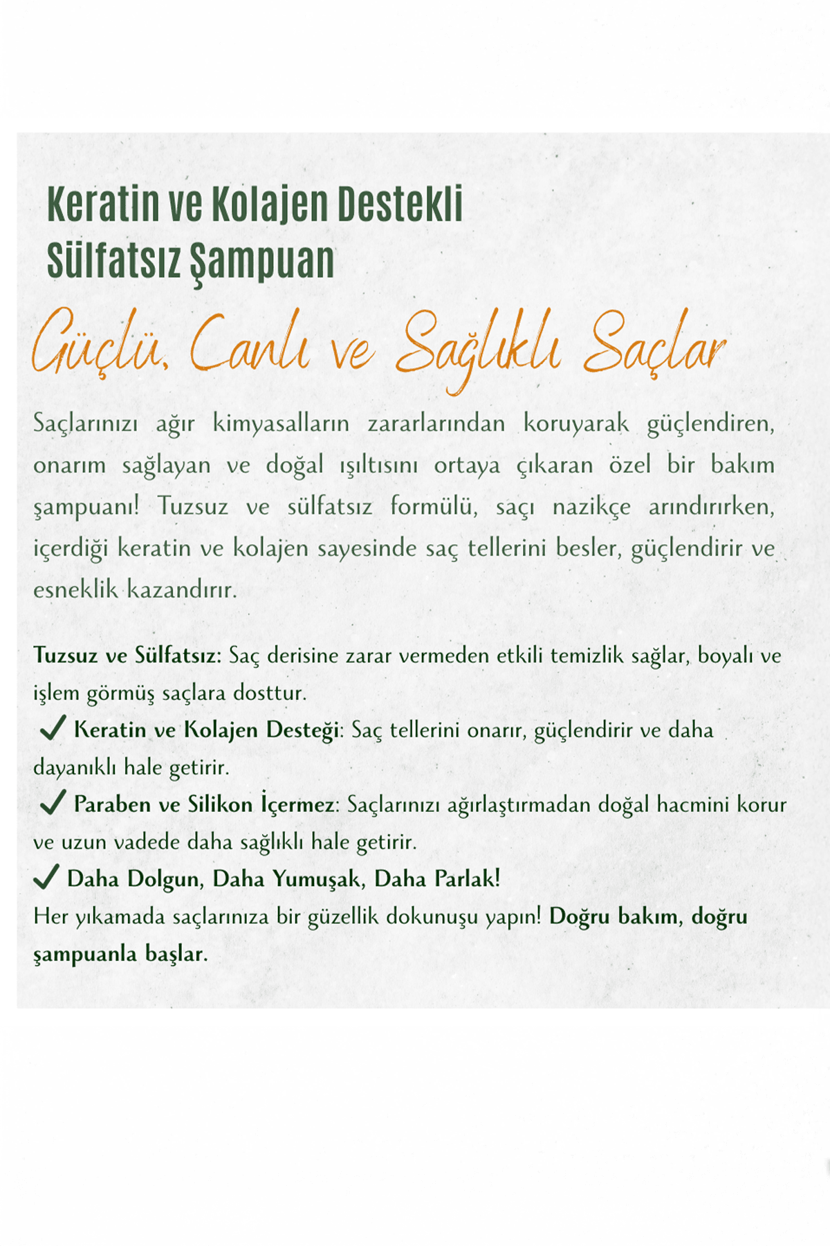 Tuzsuz Sülfatsız Parabensiz Şampuan Keratinli ve Yıpranmış Saçlar için Onarıcı Mucize 75 Ml